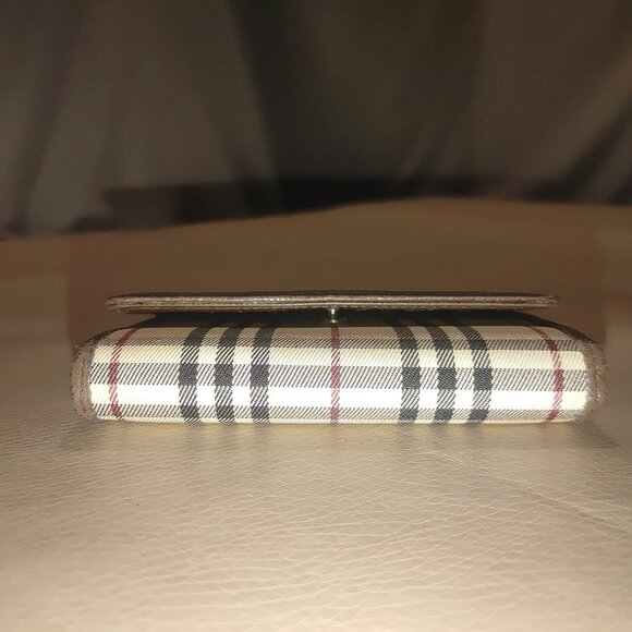 Burberry Nova Wallets Vintage Checkered Brown Coin Pouch Tri Fold Card Slots - Picture 15 of 16